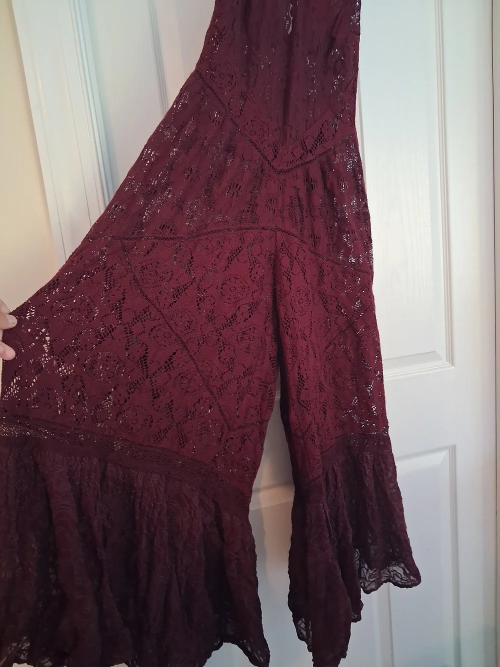 NEW Free People Burgundy Lace Make Me Love You Romper Pantsuit - Picture 3 of 15